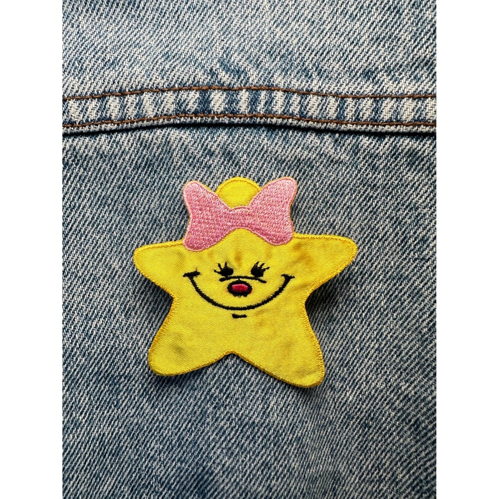 Cute Star Patch Iron On Applique Yellow Pink Bow‎ Smiling Face Craft Embellish